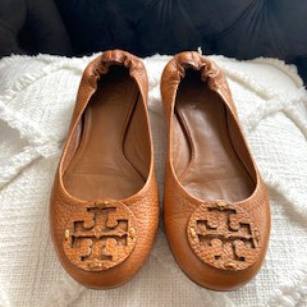 Tory Burch Cognac Leather Flats size 5.0
